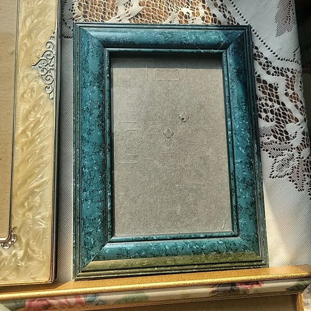 Vtg Lot of 4 Picture Frames Floral Enamel 80s style Chic Cottage Romantic Shabby
